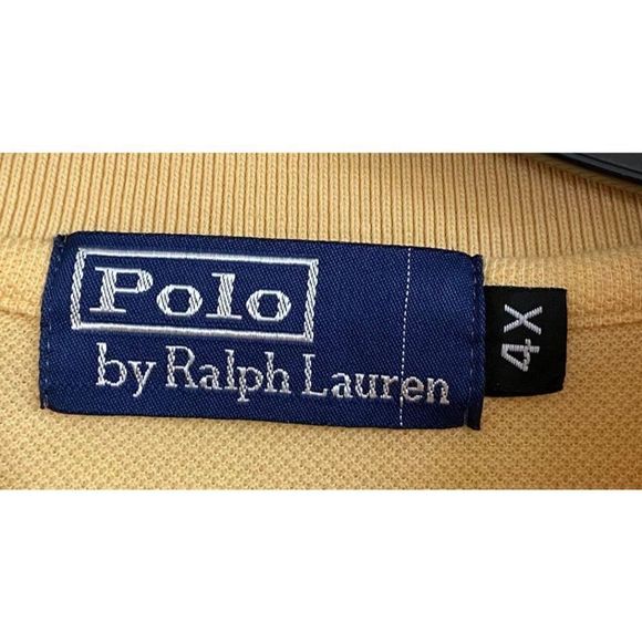 Polo Ralph Lauren Mens Yellow with Large Black Pony Logo - Size 4X Vintage 90's - Picture 4 of 6